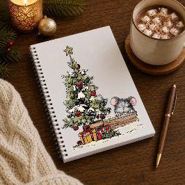 Diario encuadernado en cartoné Ratón de Navidad ba