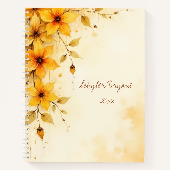 Diario encuadernado en espiral de flores silvestre (Anverso)