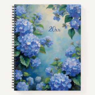 Diario encuadernado en espiral de Hortensias Azule
