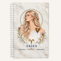 Diario encuadernado en tapa dura de Aries Zodiaco