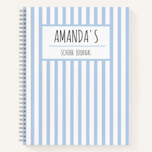 Diario Escolar Personalizado Franja Azul Blanco No