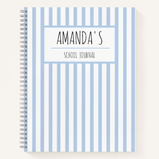 Diario Escolar Personalizado Franja Azul Blanco No