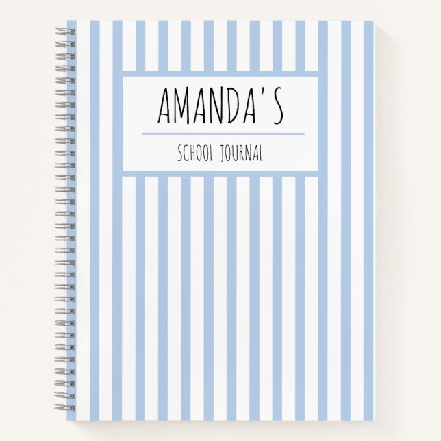 Diario Escolar Personalizado Franja Azul Blanco No (Anverso)