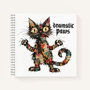 Diario espiral de gato negro divertido 'Dramatic P