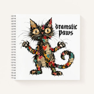 Diario espiral de gato negro divertido 'Dramatic P