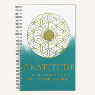 Diario Espiral de Gratitud Espiritual Verde Azulad