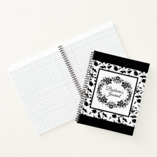 Diario espiral personalizado en blanco y negro