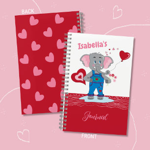 Diario espiral personalizado para niños con elefan