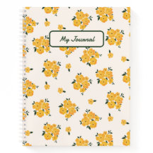 Diario floral amarillo personalizado