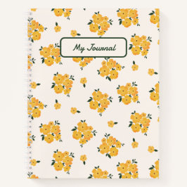 Diario floral amarillo personalizado