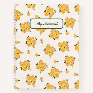 Diario floral amarillo personalizado
