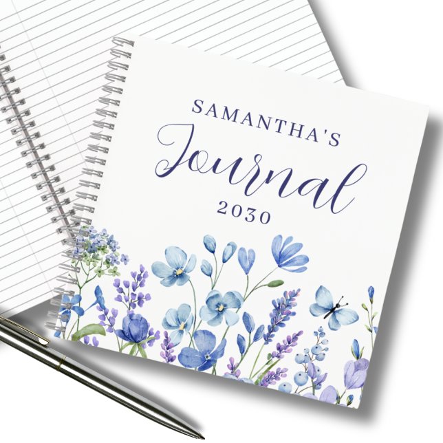Diario floral de flor salvaje azul personalizado (Subido por el creador)