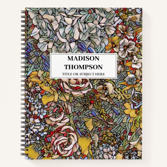 Diario floral de vidrio templado personalizado (Anverso)