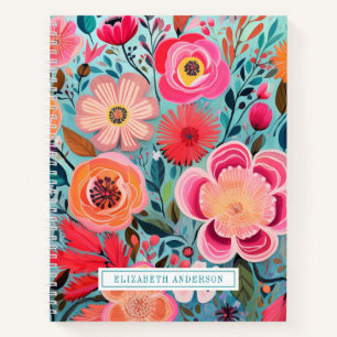 Diario floral elegante y botánico rosa lindo