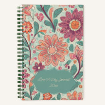 Diario floral retro de línea a día | Personalizado