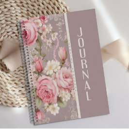 Diario floral rosa rosa Rubor suave personalizado