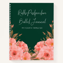 Diario Floral Verde Personalizado Postparto | Nuev