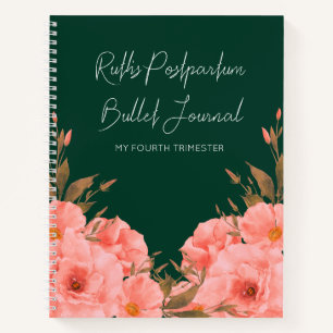 Diario Floral Verde Personalizado Postparto   Nuev