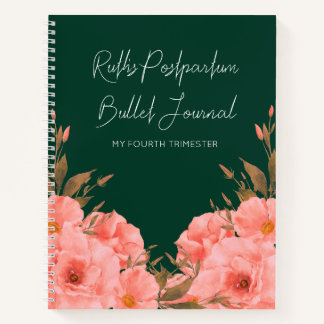 Diario Floral Verde Personalizado Postparto | Nuev