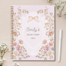 Diario Floral Vintage con Nombre Personalizado