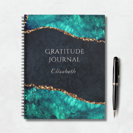 Diario Gratitude de Green Agate Gold Purpurina Gra