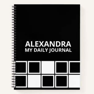 Diario Minimal Moderno Cuadrado Negro Blanco Diari