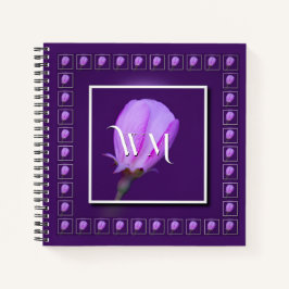 Diario Monogramed Pink, Purple Spring Blossom