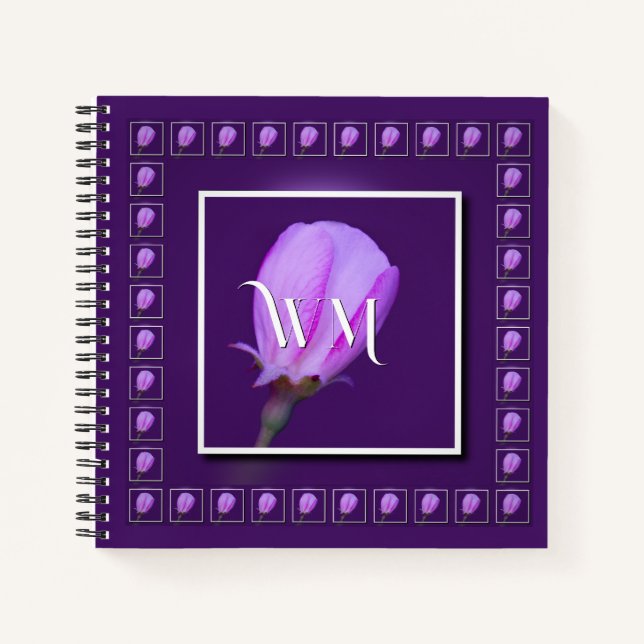 Diario Monogramed Pink, Purple Spring Blossom (Anverso)