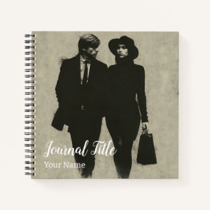 Diario Noir Duo — Nombre y Título Personalizados
