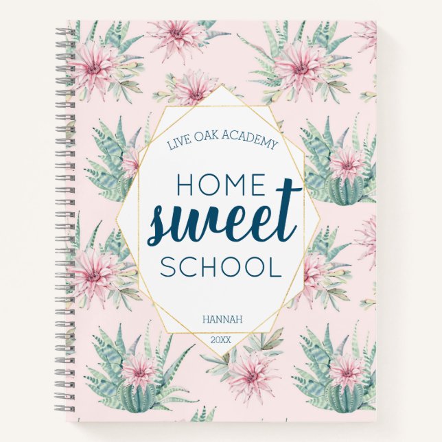 Diario para portátiles Cactus Watercolor Homeschoo (Anverso)
