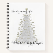 Diario personal del árbol de Navidad blanco