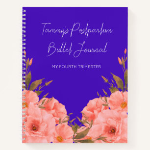 Diario personalizado azul floral para nuevas mamás