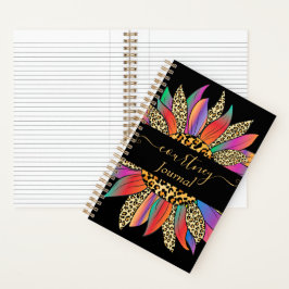 Diario personalizado con estampado de arcoíris y l