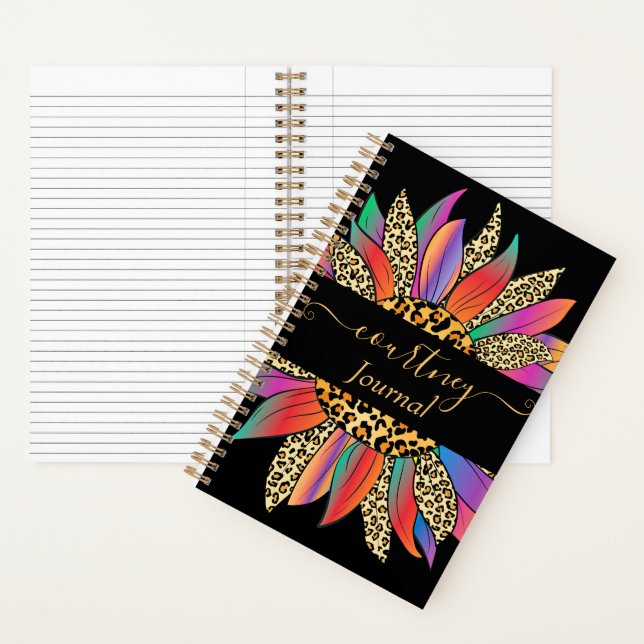 Diario personalizado con estampado de arcoíris y l (Interior)