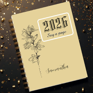 Diario Personalizado Con Nombre, Flor De Nacimient