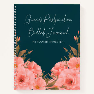 Diario personalizado de flores turquesas para nuev