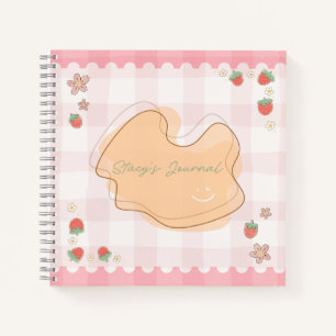 Diario Personalizado de Fresa Cuadrada Adorable
