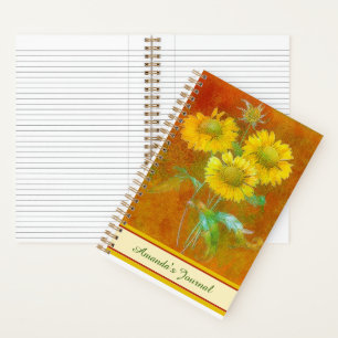Diario personalizado de girasoles pintados a mano