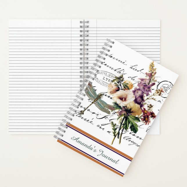 Diario personalizado de libélula y flores (Interior)