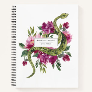 Diario Personalizado de Serpiente Acuarela y Flora