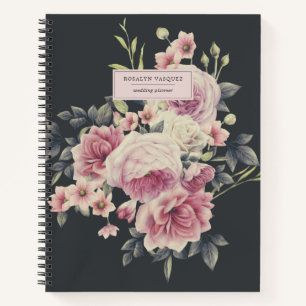 Diario Personalizado Elegante Floral Oscuro sobre