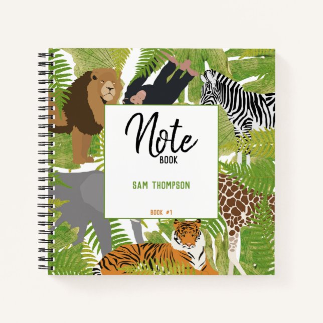 Diario Personalizado para Niños de Safari de Anima (Anverso)