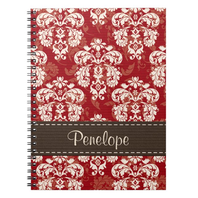 Diario rojo marrón del cuaderno espiral del (Frente)