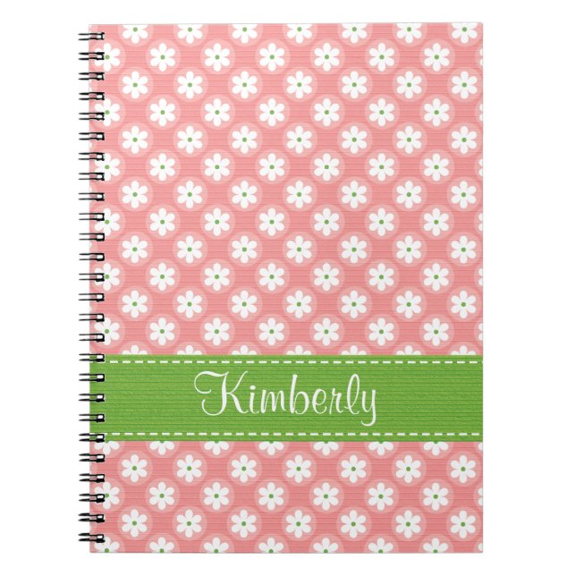 Diario rosado y verde del cuaderno espiral de la (Frente)