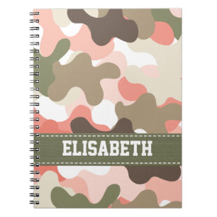 Diario verde rosado del cuaderno espiral de Camo