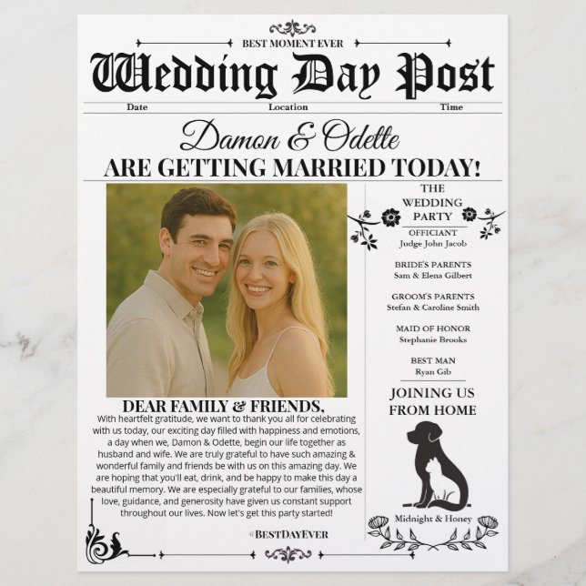 Diario / Volante de Día de la Boda (Frente)