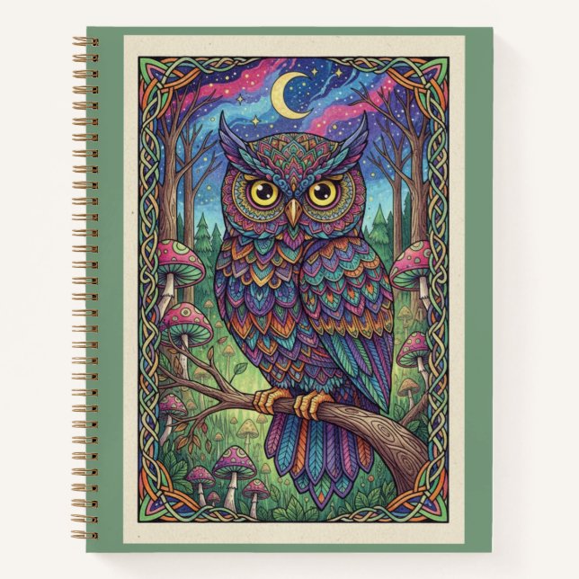 Diario Zentangle de la Luna de Búho del Bosque Enc (Anverso)