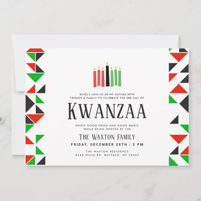 Días de Kwanzaa | Invitación para fiestas de vacac (Anverso)