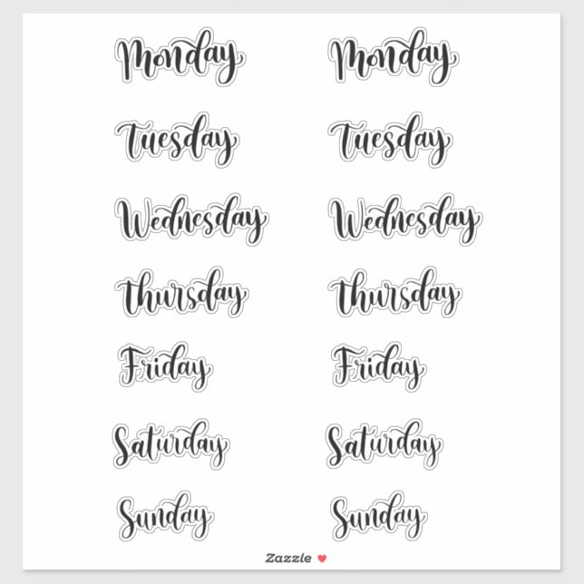 Días de la semana Pegatina (Hoja)