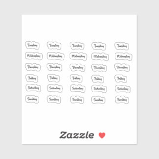 Días de la semana Pegatinas de letras de pincel